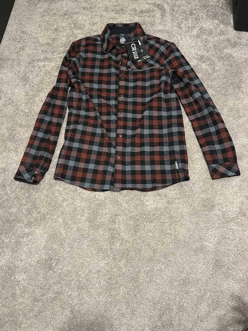 NWT Club Ride black & brick red men’s Shaka flannel sz:small